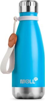 Mollcity Kids Water Bottle for School-12 oz Stainless Steel Double Wall Vacuum Insulated Sports Water Bottle Reusable Metal Leak Proof Cola Shape Flask for Girls (Sky Blue) - Image 2