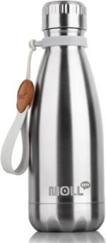 Mollcity Small Water Bottle-12 oz Stainless Steel Vacuum Insulated Water Bottle for Back to School-Reusable Metal Water Bottle for Kids, BPA Free (Silver) - Image 2