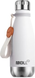 Mollcity Small Water Bottles -9 oz Stainless Steel Insulated Water Bottles for Back to School Reusable Metal Flask for Girls (White) - Image 2