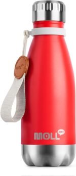 Mollcity Small Water Bottles for Kids -9 oz Stainless Steel Vacuum Insulated Leak Proof Water Bottle for School Cola Shape Mini Water Bottle for Girls(Red) - Image 2