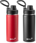 Mollcity Water Bottle 2 Pack 16 oz Stainless Steel Vacuum Insulated Water Bottle Wide Mouth Sports Flask with Leakproof Spout Lid (Canyon Red-Black) - Image 2
