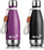 Mollcity kids Water Bottle-9 oz Stainless Steel Vacuum Insulated Water Bottle for School, Leak Proof Cola Shape Travel Small Water Flaskfor Boys (Dark Purple-Black) - Image 2