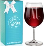 Monogrammed A-Z Wine Gifts for Women - 12.75 oz Engraved Personalized Wine Glass- Funny Wine Lover Monogram Gifts for Women - Unique Wine Glasses Gift Set (M) - Image 2