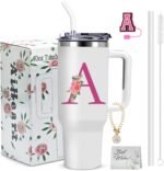 Monogrammed Gifts for Women,Wife,Initial Cup,Personalized for Birthday Gifts,Halloween,Thanks giving Day,Custom Tumbler with Handle 40oz-A - Image 2