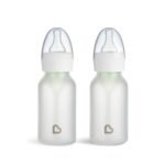 Munchkin Bond Silicone Coated Glass Baby Bottles - Anti-Colic Feeding System with Natural Feel Nipples, 4 Ounce, 2 Pack, White - Image 2