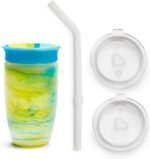 Munchkin Miracle 360 Toddler Sippy Cup, Spill Proof, Includes Sipper and Straw Grow with Me Lids, 10 Ounce, Tropical Swirl, Blue/Multi - Image 2