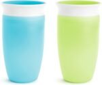 Munchkin Sippy Cups for Toddlers 1-3, Spill Proof Miracle 360 Cup, 10 Ounce, 2 Pack, Green/Blue - Image 2
