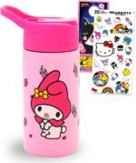 My Melody Stainless Steel Water Bottle for Girls - Bundle with 14 Oz My Melody Drinking Cup For Home, School, and Sports, Plus Sticker, More | Sanrio Water Bottle with Straw - Image 2