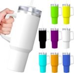 Mynvzrk Personalized Tumblers with Handle Custom 40 Oz Travel Cup With Name Photo Logo Customized Birthday Fathers Mothers Day Gifts for Mom Dad Friend, 1PC, Blank White - Image 2