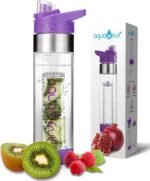 NEW AquaFrut Bottom Loading Fruit Infuser Water Bottle - BPA Free Tritan Plastic - Leak Proof - 24 OZ - Infusion Recipe eBook (Purple) - Image 2