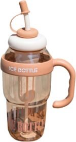 NEW ICE CREAM Series 1400ml Giant Tumbler with Straw - BPA-Free PVC, Large Capacity Leakproof Water Bottle for Women, Car Travel, Hot & Cold Drinks (Brown) - Image 2