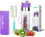 NEW Improved AquaFrut Bottom Loading Fruit Infuser Water Bottle Complete Bundle Includes Bottle Brush, Insulating Sleeve & Infusion Recipe eBook. Leak Proof Sweat Proof BPA-Free (Purple) - Image 2