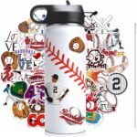 NJGCPRO Baseball Water Bottles for Boys, Stainless Steel Baseball Water Bottle Gifts Stuff for Boys & Kids with 50Pcs Stickers (18OZ) - Image 2
