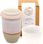 NOVA CERAMICS Travel Mug – Portable Coffee Tumbler – Unique to Go Mug – Microwave & Dishwasher Safe Purple Coffee Tumbler - Gifts for Women Men Him Her – 12oz – Horizon - Image 2