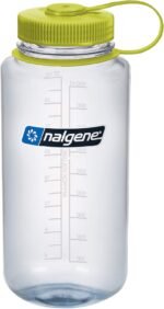 Nalgene Tritan Wide Mouth BPA-Free Water Bottle, Clear w/ Green Cap, 32 oz - Image 2