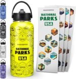 National Parks Yellow Water Bottle with Durable Stickers – 32oz Insulated Stainless Steel Water Bottle with Spout Lid – Insulated for Cold and Hot Drinks – Metal Bottle for Gym, Hiking, Camping - Image 2