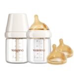 Natural Nursing Glass Baby Bottle - with Anti-Colic Vent System - BPA-Free, 5oz with Medium Flow Nipple, 0-6 Months, 2 Pack (Includes 4pcs Nipples) - Image 2