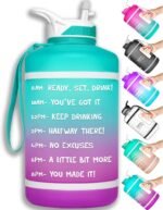 NatureWorks HydroMATE Half Gallon Water Bottle with Time Markers BPA Free Reusable Leak Proof Jug with Straw and Handle 64 oz - Image 2