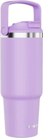 Navigate 30 oz Tumbler with Handle and Straw Lid,Twist On Lid and Flip Up Straw, Double Insulated Tumblers with Flip Straw and Top Handle, Insulated Water Bottle, Purple - Image 2