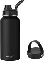 Navigate 32 oz Insulated Stainless Steel Sports Water Bottle with Spout & Handle Lids,Wide Mouth Water Jug with Double Walled Leak Proof Keep Cold for 24 Hrs Hot for 12 Hrs,Black - Image 2