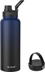 Navigate 40 oz Insulated Stainless Steel Sports Water Bottle with Spout & Handle Lids,Wide Mouth Water Jug with Double Walled Leak Proof Keep Cold for 24 Hrs Hot for 12 Hrs,Blue to Black - Image 2