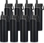 Neihepal 22 oz Insulated Water Bottles Bulk, Stainless Steel Water Bottles Bulk with Leak Proof Straw Lid, Wide Mouth Double Walled Vacuum Keeps Cold and Hot(Black,8 Pack) - Image 2