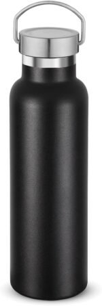 Neihepal Black Stainless Steel Water Bottles,20 Ounce Vacuum Insulated Double Wall Travel Bottle with Leak Proof Lid of Handle,Metal Reusable Standard Mouth Flask Thermoses for School,Hikers,Gift - Image 2