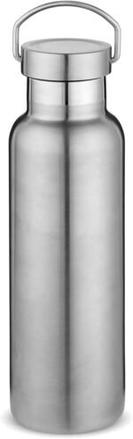 Neihepal Silver Stainless Steel Water Bottles,20 Ounce Vacuum Insulated Double Wall Travel Bottle with Leak Proof Lid of Handle,Metal Reusable Standard Mouth Flask Thermoses for School,Hikers,Gift - Image 2