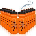 Nitial 12 Pack Water Bottles Bulk 20 oz Reusable Squeeze Water Bottles Plastic Sports Bottle with Pull Top Cap Sports Gifts Tumbler for Travel Gym Sport Party Supplies(Orange,Basketball) - Image 2