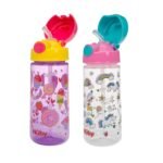 Nuby 2-Pack Kid’s Printed Flip-it Active Water Bottle with Push Button Cap and Soft Straw - 18oz / 540ml, 18+ Months, 2-Pack, Unicorns/Sweet Treats - Image 2