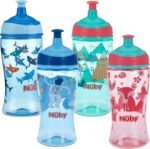 Nuby Printed Kids Pop Up Sipper Water Bottle, Colors May Vary, 1 Pack of 1 Bottle, 12 Oz., Multi - Image 2