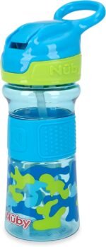 Nuby Thirsty Kids Flip-It No-Spill Toddler Sippy Cup with Soft Spout - 12 oz - 18+ Months - Aqua Camo - Back to School Essentials - Image 2