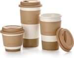 Nucookery Ceramic Travel Coffee Mug Set, Coffee Tumbler with Silicone Lid and Non-Slip Sleeve, Unique To Go Mug, Gifts for Women & Men, Microwave Safe Cappuccino, Tea, Latte, Iced-Coffee Cups, White - Image 2