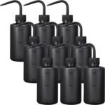 Nuogo 9 Pcs 250 ml Tattoo Wash Bottle Water Squirt Bottle Lab Squeeze Bottles Lash Water with Narrow Mouth Scale Labels Safety Rinse for Eyelash Extensions, Succulent Watering(Black) - Image 2