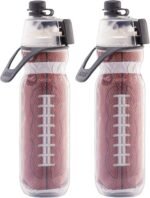 O2COOL Mist N Sip 2-in-1 Misting Water Bottle, 20 oz (2 Pack Football), Reusable Sports Bottle with Pull Top Spout & High Flow Rate - BPA Free, Insulated, Lightweight - Image 2