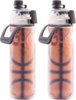 O2COOL Mist 'N Sip Misting Water Bottle 2-in-1 Mist And Sip Function With No Leak Pull Top Spout Reusable Sports Water Bottle - 20 oz (2 Pack Basketball) - Image 2