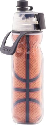 O2COOL Mist 'N Sip Misting Water Bottle 2-in-1 Mist And Sip Function With No Leak Pull Top Spout Reusable Sports Water Bottle - 20 oz (Basketball) - Image 2
