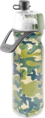 O2COOL Mist 'N Sip Misting Water Bottle 2-in-1 Mist And Sip Function With No Leak Pull Top Spout Reusable Sports Water Bottle - 20 oz (Green Camo) - Image 2