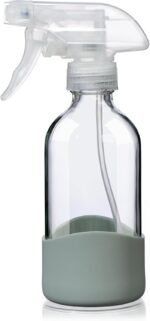 OCMML 8oz Clear Glass Spray Bottles with Silicone Sleeve–Refillable Spray Bottles for Cleaning Solutions,Hair,Plants&Essential Oils–Leakproof,Adjustable Nozzle,Reusable,Eco-Friendly (1 Pack) - Image 2