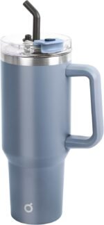OGGI 40 oz Tumbler with Handle, Straw & Lid - Big Water Bottle, Travel Coffee Mug, Stainless Steel Vacuum Insulated Thermal Cup for Hot Cold Beverages, Cold for 24Hrs & Hot for 12Hrs - Blue - Image 2