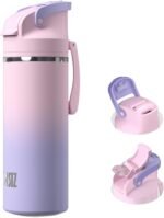 OISIZ Insulated Water Bottle 20 oz with 2 in 1 Spout and Straw Lid,One Click Safety Lock,100% Leakproof,Keep Cold 24H,Vacuum Stainless Steel Water Bottle for School,Travel and Sports,Dishwasher Safe - Image 2