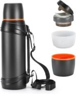 OKADI 85oz Large Coffee Thermoses for Travel - Insulated Water Jug Classic Vacuum Bottle with Plastic Cup - Stainless Steel Thermos for Hiking Fishing - Image 2