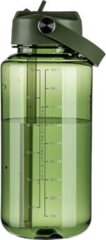 OLDLEY 32 oz Clear Water Bottle with Straw,Tritan BPA-Free, Wide Mouth, Leak Proof - for Gym, Travel, Home, School, Office (Army Green) - Image 2