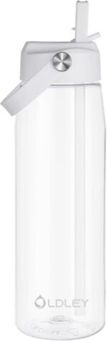 OLDLEY 32 oz Water Bottle with Straw, Leakproof Sports Water Bottle with Carry Strap, BPA-Free Large Water Bottles for Home,Travel, School, Outdoors, Gym, Tritan,Transparent - Image 2