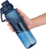 OLDLEY 32oz Frosted Clear Water Bottle, BPA-Free Tritan Plastic Reusable Water Bottle with Fast-Flow Spout Lid, Wide Mouth Leakproof Sports Drinking Bottle for Gym, School,Travel,Midnight Blue - Image 2