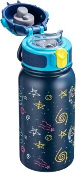 OLDLEY Kids Water Bottle 12oz Insulated Water bottle, Double Wall Stainless Steel Vacuum Bottle, Leak-Proof Sport Bottles for School Boys Girls,Navy Sky - Image 2
