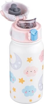 OLDLEY Kids Water Bottle 12oz Insulated Water bottle, Double Wall Stainless Steel Vacuum Bottle, Leak-Proof Sport Bottles for School Boys Girls,White Cloud - Image 2