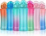 OLDLEY Kids Water Bottle with Straw for School Girls Boys, 15 oz Unbreakable Leak-Proof BPA-Free Motivational Water Bottles with Times to Drink for Travel Sports Gym, 1 Straw Lid, Mint - Image 2