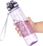 OLDLEY Water Bottle, 32oz Motivational Sports Water Bottle with Time Marker - Times to Drink - Tritan, BPA Free, Wide Mouth Leakproof,Amethyst (1 Bottle) - Image 2