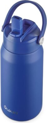 OLDLEY kids Water Bottle - 18oz Insulated Stainless Steel - Wide Straw Lid, Non Spill, Leakproof, Kids Water Bottle for School,Blue - Image 2
